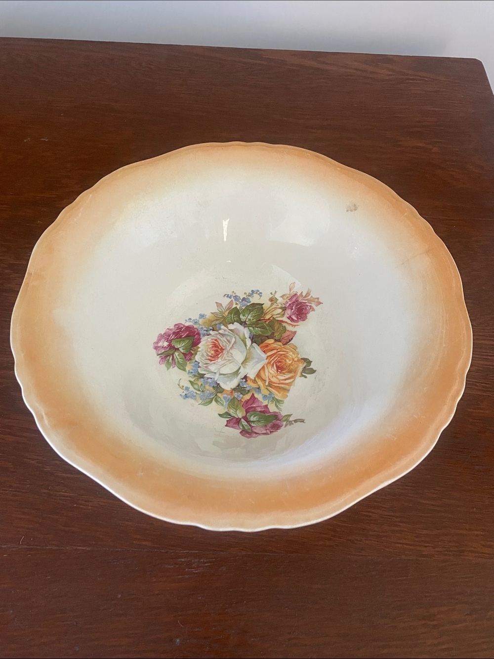 Lusterware  Bowl with Peach Rim vintage piece